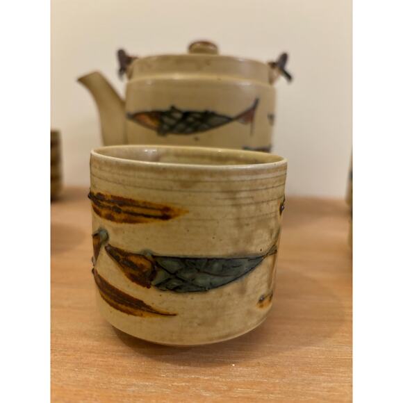Vintage Japanese Tea Set - Mid Century Modern Fish Design - Picture 4 of 10